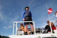 Kevin, Deb, and Charlie on dive boat BIBR